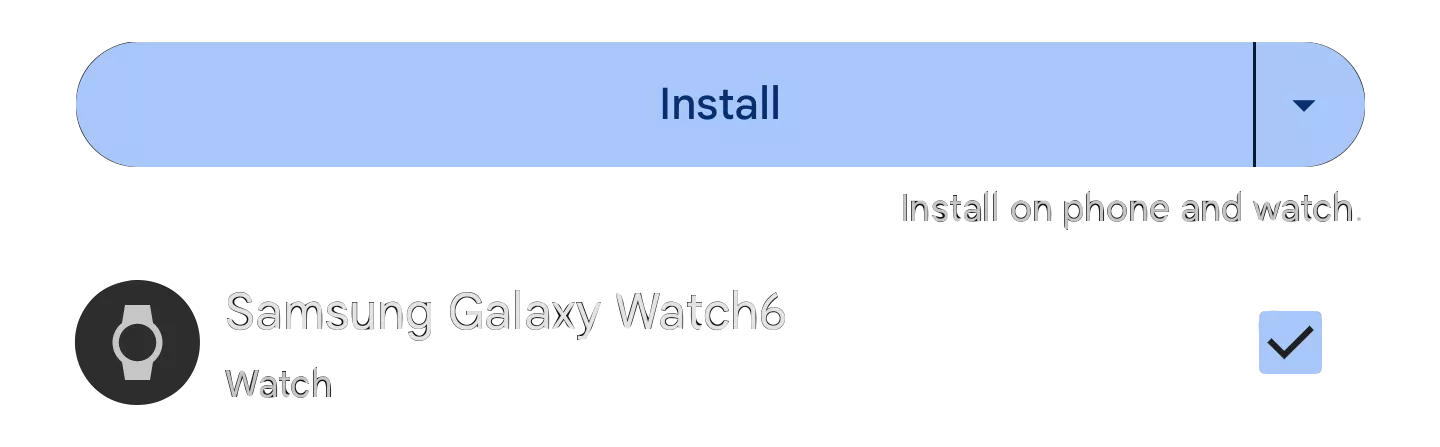 Google Play drop-down install menu